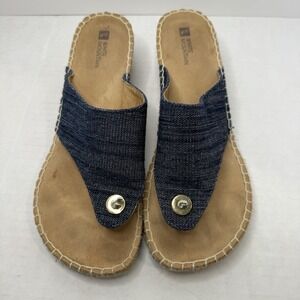 White Mountain Sandals Espadrilles Thong‎ Wedge Denim Blue Women's Size 10